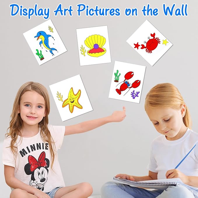 Paint with Water Coloring Books for Toddlers, Watercolor Painting Book and Drawing Art Paper for Kids Ages 3 4 5 6 7 8 Years Old, Ocean Animals Art Craft for Drawing with Brush