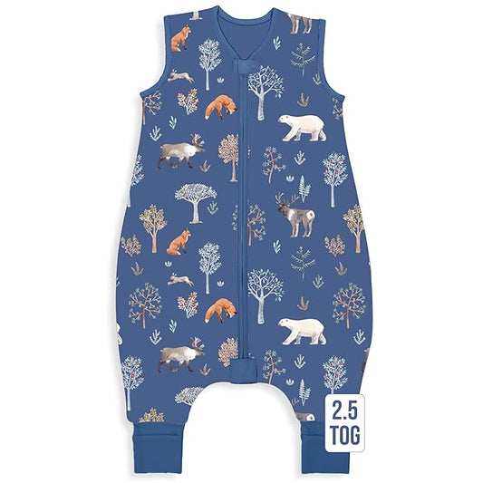 Mama Cheetah Toddler Sleep Sack with Feet, 6-18 Month, 2.5 TOG Organic Cotton Baby Sleeping Bag with Legs, Baby Wearable Blankets for Walkers w/ 2-Way Zipper, Baby Sleep Sack for Girls & Boys, Small