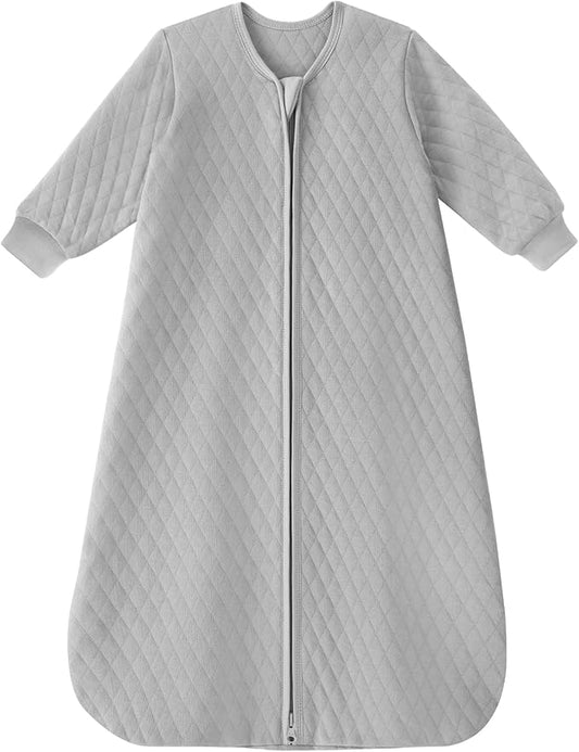 Yoofoss Baby Sleep Sack 6-12 Months 1.0 Tog Long Sleeve Sleep Sack Organic Cotton Wearable Blanket for Infants 2-Way Zipper Quilted Sleeping Sacks(Medium)