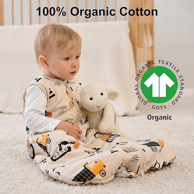Yoofoss Baby Sleep Sack 6-12 Months, 1.5 Tog Baby Wearable Blanket with 2-Way Zipper, 100% Cotton Organic Fabric Winter Infant Sleeping Sack, Warm Soft Comfy