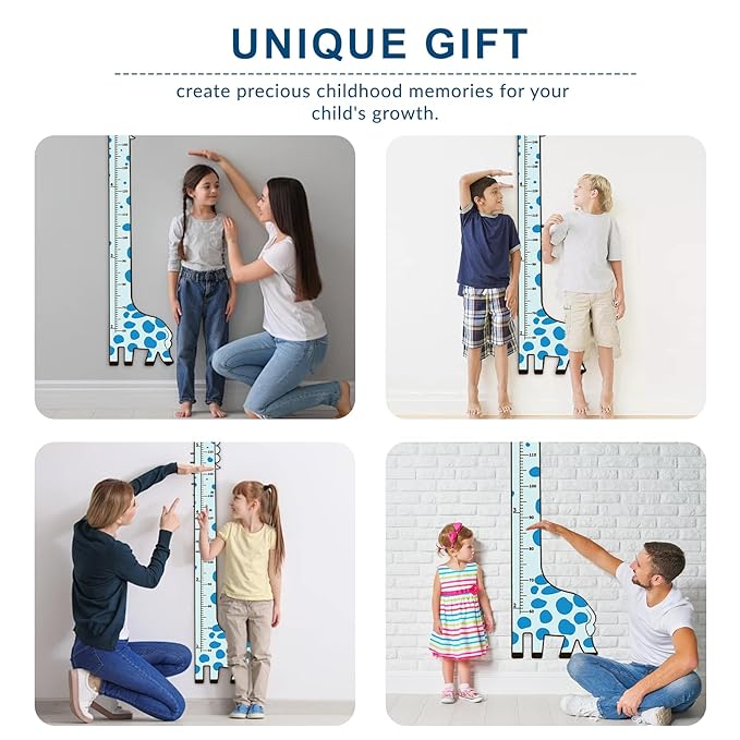 Wooden Growth Chart for Kids,Giraffe Height Chart for Boy Girls,Measuring Board for Kids Height,for Child's Room,Nursery Decor Decoration Wall Art (Blue Giraffe)
