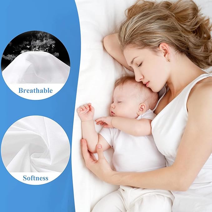 Twin XL Waterproof Mattress Protector for Dorms. Noiseless, Breathable, and Machine Washable Fitted Mattress Cover with Deep Pocket up to 5”-21”（White）