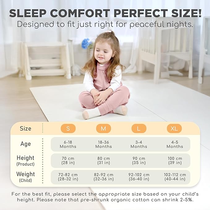 Mama Cheetah Toddler Sleep Sack with Feet 2T, 0.5 TOG Organic Cotton Baby Wearable Blankets with Legs, Baby Sleeping Bag for Walkers, Early Walker Medium