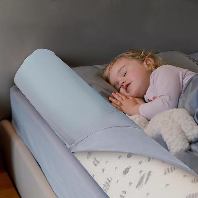 ComfyBumpy Bed Rail & Bumper Set for Toddlers – Extra-Long Rail + Foam Safety Guard | Fits Twin, Full, Queen & King Sizes | Non-Slip Protection for Comfortable Toddler Sleep | Grey