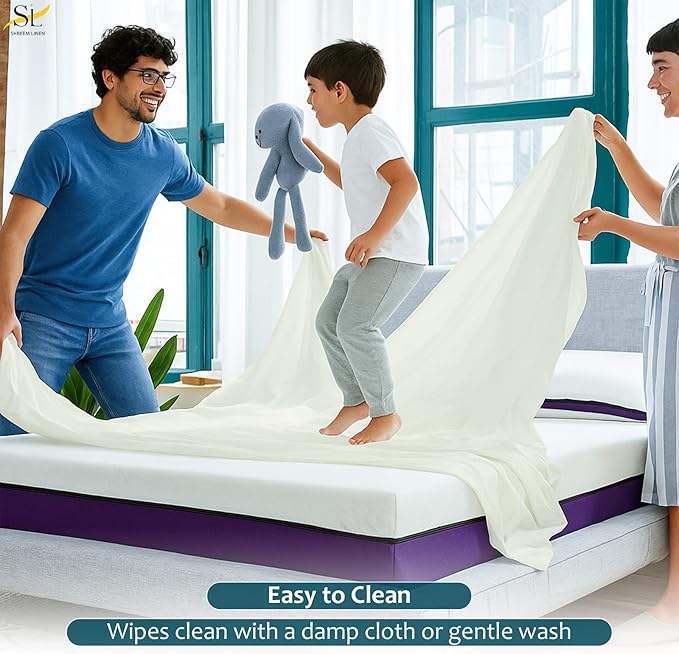 RV Bunk Mattress Protector Fitted Sheet Style 28x75 - Waterproof Vinyl Mattress Cover, Breathable, Bed Wetting & Spill Protection, Fits Mattresses up to 9" Deep (Ivory)