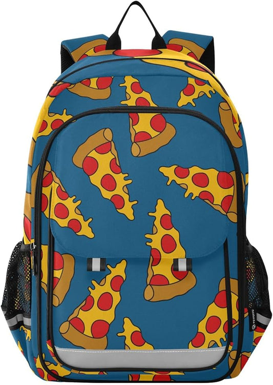 Jucciaco Doodle Pizza School Backpack Laptop Travel Daypack for Kids Girls Boys, Personalized Computer Notebooks Bookbag with Adjustable Padded Straps