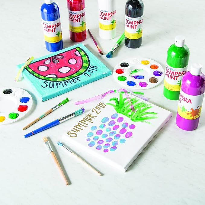 Fun Express Washable Tempera Paint Set for Kids - 10 Bright Colors in 16oz Squeeze Bottles | Bulk Craft Paint for Classroom, School, Preschool & Art Projects | Rainbow Colors