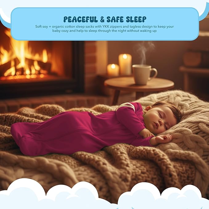 Babysoy Long Sleeve Wearable Blanket Sleep Sack, Infant to Toddler Sleeping Bag, Choose from size 0-24 Months