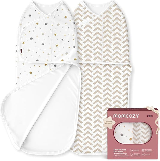 Momcozy Swaddles for Newborns, Quiet Fastner Suitable for Infant 0-3 Months, New-Parent-Friendly Swaddle Sack, Reduce Startle Reflex, Newborn Boys Girls Registry Essentials, 2-Pack, Wonder