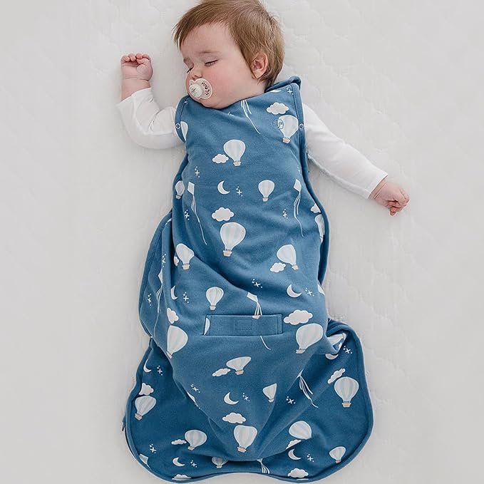 Woolino Toddler Sleeping Bag, 4 Season, Merino Wool and Organic Cotton, Baby Sleep Bag or Sack, 2-4 Years, Hot Air Balloon