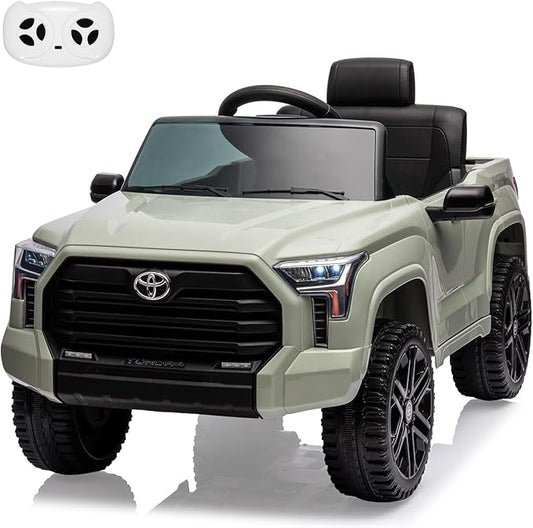 12V Licensed Toyota Ride on Car for Kids, Electric Toy Car with Parent Remote Control, MP3 Player, LED Headlights & Lockable Door, Battery Powered Vehicle for Toddlers, Green