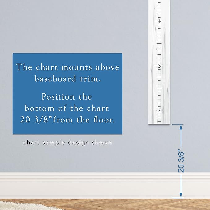 Farmhouse Style Wooden Kids Growth Chart Ruler for Boys and Girls (Rustic Brown - WHT)