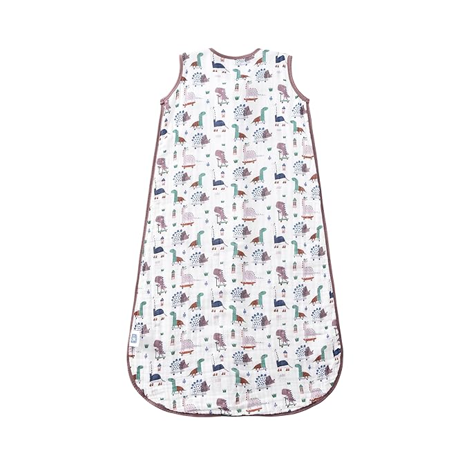 Baby Sleep Sack 2-4 T Baby Wearable Blanket 100% Organic Cotton 0.5 TOG Toddler Sleep Sacks 2- Way Zipper Soft 4 Layers Muslin 2T 3T 4T Dinosaur
