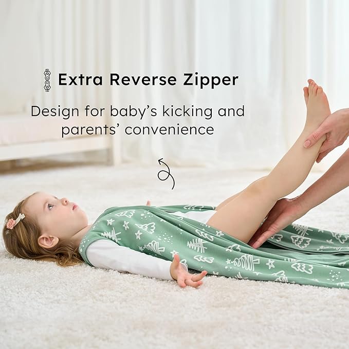 Baby Sleep Sack 18-24 months, 100% Cotton Sleeping Sack for Newborn and Infant, 3 Pack Baby Wearable Blanket for Boy and Girl, 0.5 Tog Lightweight Double Zipper Sleep Bag Green Apricot Bear