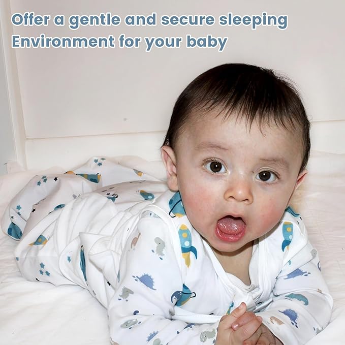 ZIGJOY Sleep Sack Swaddle 0.5 TOG Baby Wearable Blanket 100% Cotton Baby Swaddle Blanket for Newborns 6-12 Months for Boy Girl, Blue&Space