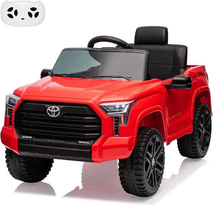 12V Licensed Toyota Ride on Car for Kids, Electric Toy Car with Parent Remote Control, MP3 Player, LED Headlights & Lockable Door, Battery Powered Vehicle for Toddlers, Red