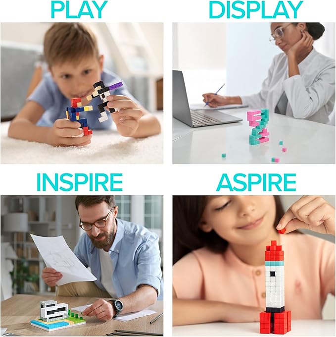PIXIO-400pcs - Tiny Magnetic Blocks Building Toy in The Pixel Art Style with Free App - 5/16" Plastic Cubes with 6 Magnets Inside - Open Ended Toy - Creativity Toy for Ages 6+