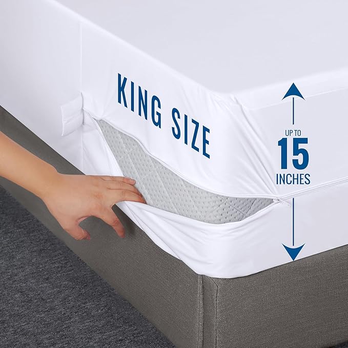 Utopia Bedding Waterproof Mattress Protector King Size (Pack of 10), Zippered Mattress Encasement Bed Bug and Dust Mite Proof, Absorbent Six-Sided Mattress Cover