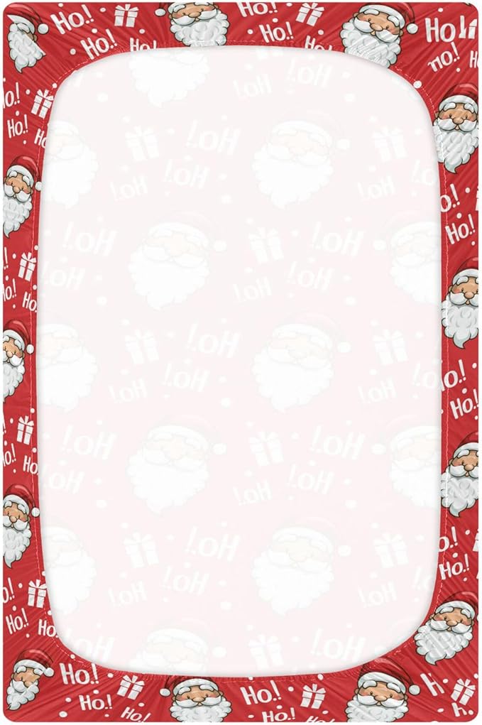 Christmas Santa Hohoho Crib Sheets Soft Breathable Fitted Baby Crib Sheets Mattress Cover for Girl Boy, 52" x 28" x 9"