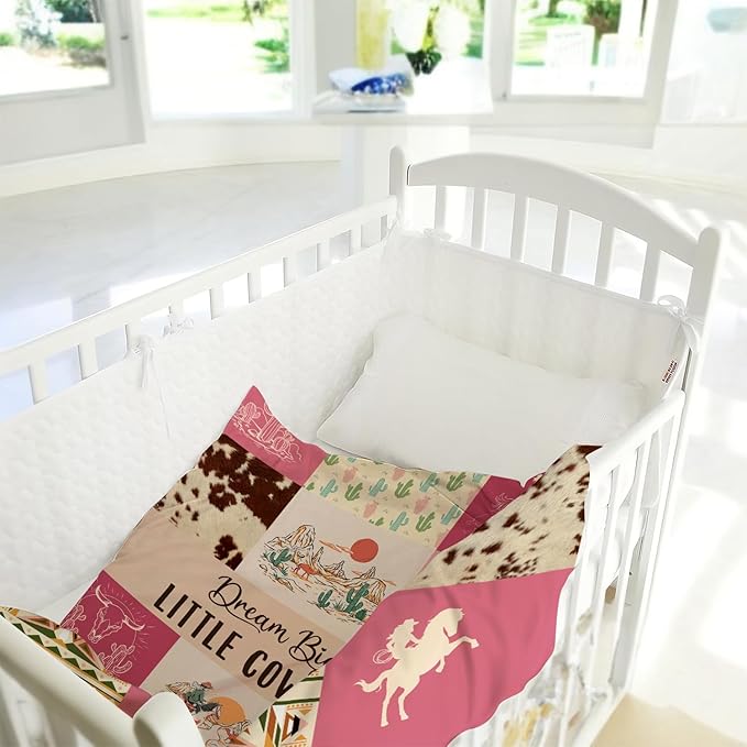Western Blanket, Western Decor for Nursery Room, Baby Blankets for Girls, Cowgirl Baby Blankets, Cowboy Baby Stuff, Soft Warm Lightweight Nursery Bed Blanket for Newborn Toddlers Daughter