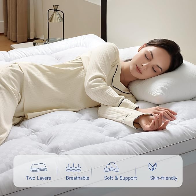 Choc chick 3.5 Inch Memory Foam Mattress Topper Full Size, Dual Layer 2 Inch Gel Egg Crate Memory Foam Plus 1.5 Inch Down Alternative Pillow Top Mattress Pad, Support for Back Pain