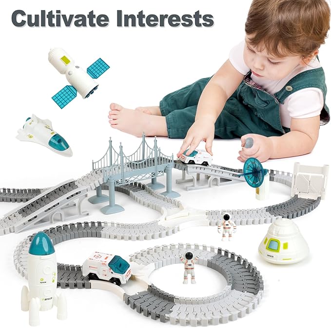 BEMITON Race Track Toy for Kids - Best Birthday Gift for 3 4 5 6 7 Year Old Boys, 290+ PCS DIY Flexible Track Playset, Creative Building Toys