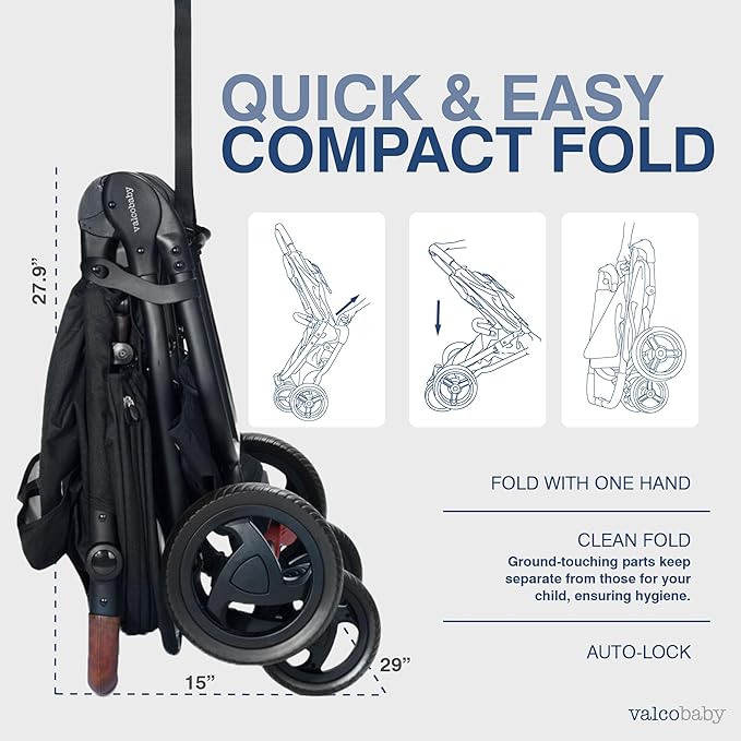 Valco Baby - Trend Duo Double - Side by Side Double Stroller for Newborn and Toddler - Easy Compact Fold, Multi-Position Recline, Large Canopy Infant Twin Stroller 2025 (Night Black)
