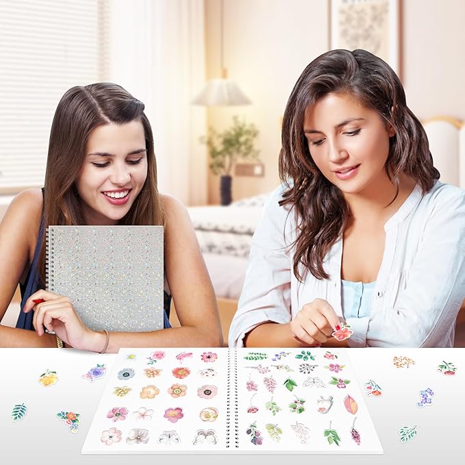 Dajino Large Reusable Sticker Book Collecting Album 8.5×11 Inch Sticker Storage Collection Organizer Book for Adult with 40 Sheets Letter Size Blank Release Paper and Holographic Cover (Little Star)