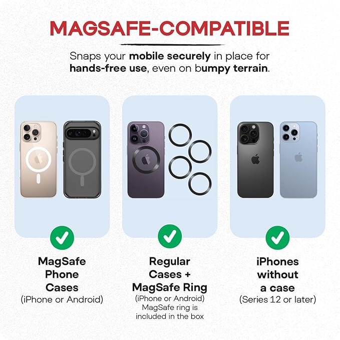 Stroller Phone Holder, MagSafe Compatible Magnetic Phone Mount for Stroller Handlebar. Installs in Seconds, Fast Attach & Detach