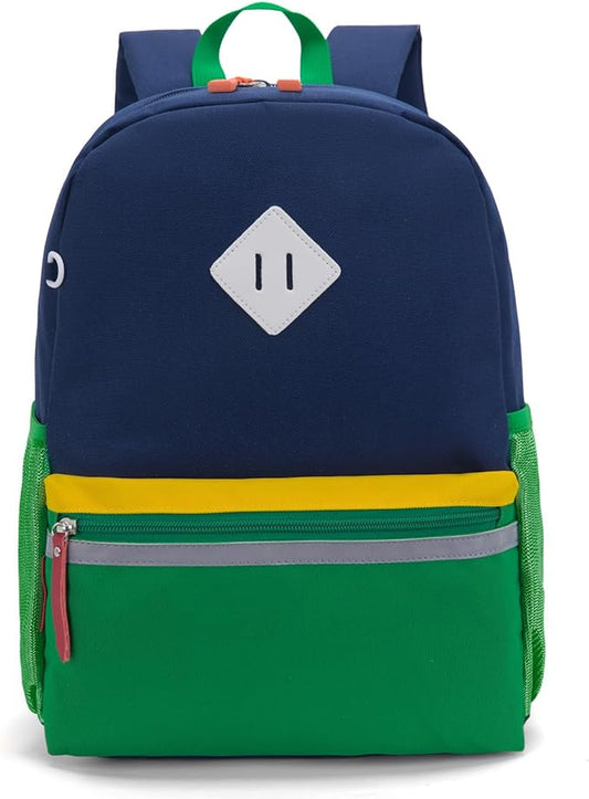 HawLander Little Kids Backpack for Boys or Girls, Toddler School Bag Fits 3 to 6 years old, Dark Blue Green, 15 Inch