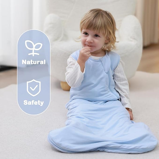 Mosebears Unisex Rayon Made from Bamboo Sleep Sack with 2-Way Zipper,2.5 Tog Baby Winter Sleep Sack(Fog Blue,18-36 Months)