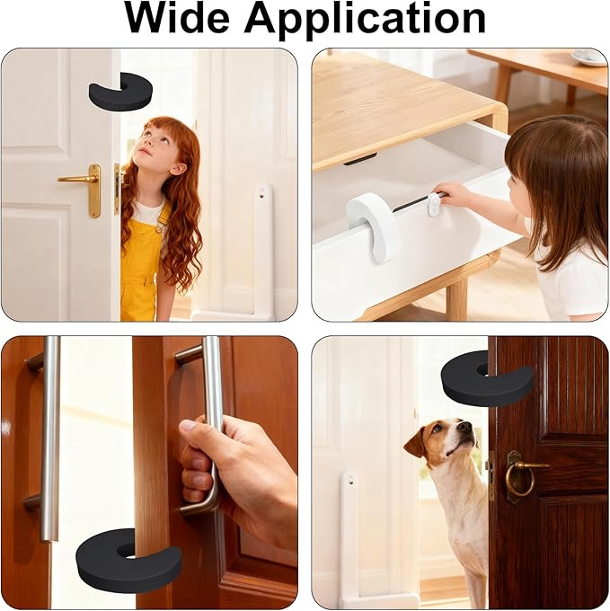 Door Pinch Guard, 6 Pack Door Slam Stopper Door Finger Pinch Guard Soft Thick Foam Door Stopper, Prevent Finger Pinch Injuries, Slamming Doors, Keep Pets from Getting Locked in (White&Black)