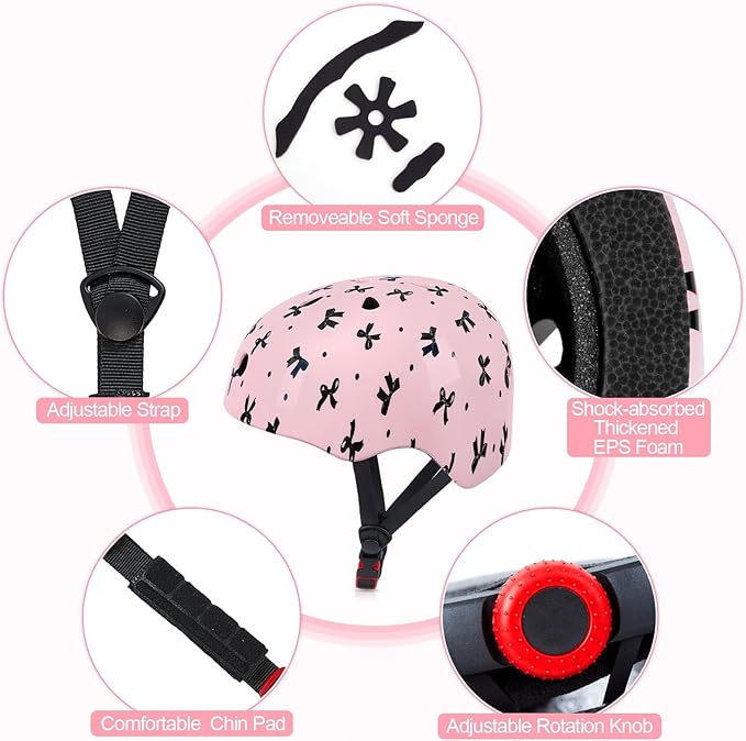 FIODAY Kids Helmet Knee Pads for Kids Unicorn Knee and Elbow Pads Wrist Guards Adjustable Protective Gear Set for Girls Boys Sports Skateboard Inline Skating Scooter