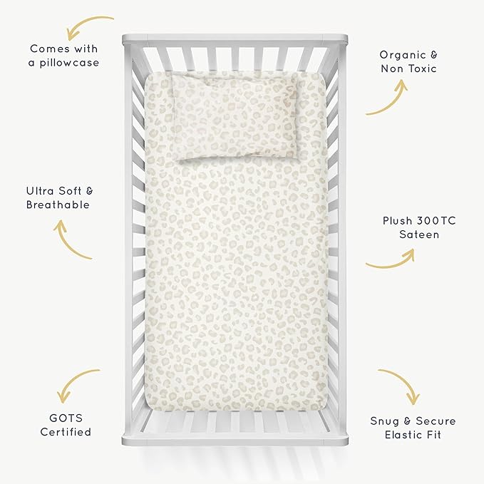 Makemake Organics GOTS Certified Organic Cotton Fitted Crib Sheet Soft Breathable (28"x52", Wild)