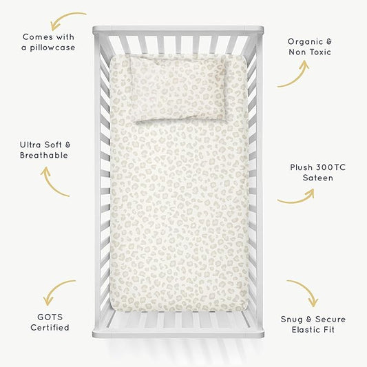Makemake Organics GOTS Certified Organic Cotton Fitted Crib Sheet Soft Breathable (28"x52", Wild)