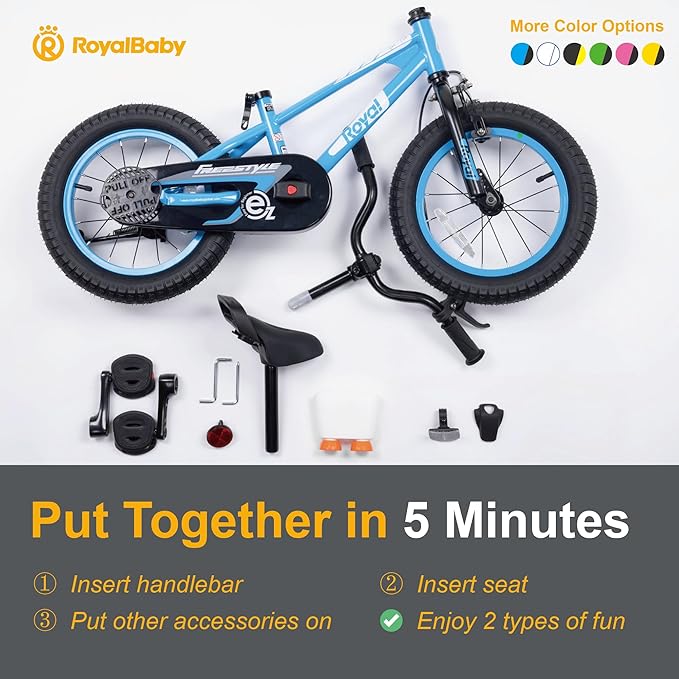 RoyalBaby Kids Bike Freestyle Classic & EZ Balance Pedal Switchable Bicycle, 12 14 16 18 Inch, 3-10 Years Toddler to Big Kids