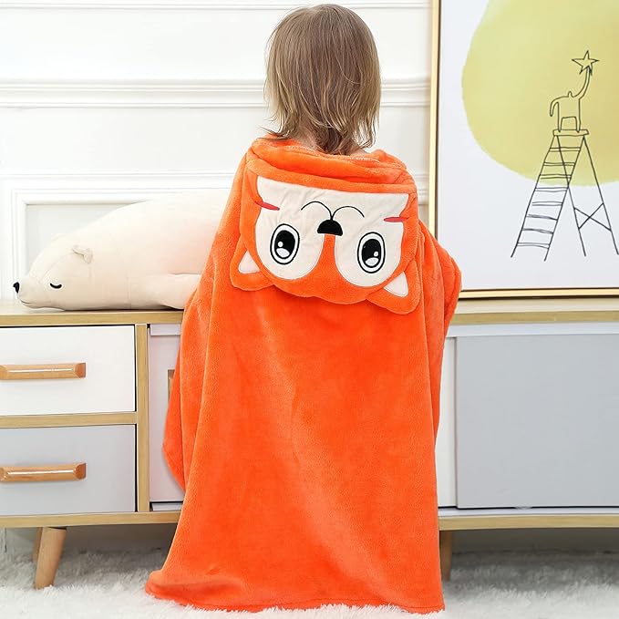 Wearable Blanket Hoodie for Kids Toddlers Hooded Towels Soft Cozy Wearable Throw Blanket Hoodie for Boys Girls
