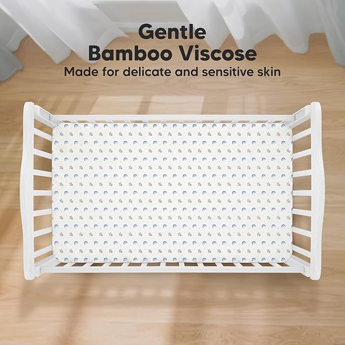 KeaBabies 2-Pack Baby Crib Sheets for Boys, Girls - 52x28 Viscose Derived from Bamboo Toddler Bed Sheets Neutral, Fitted Crib Mattress Cover for Standard Baby Bedding, Soft & Cozy (Cosmo)