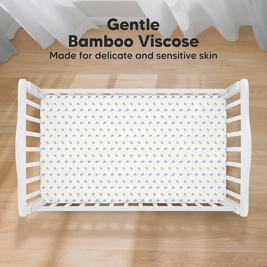 KeaBabies 2-Pack Baby Crib Sheets for Boys, Girls - 52x28 Viscose Derived from Bamboo Toddler Bed Sheets Neutral, Fitted Crib Mattress Cover for Standard Baby Bedding, Soft & Cozy (Cosmo)
