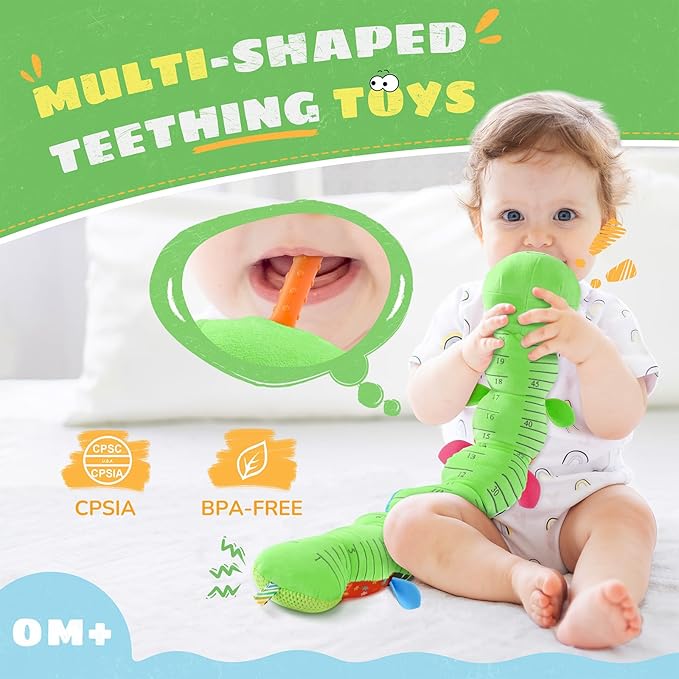 Baby Toys 6-12 Months Music Caterpillar,Stuffed Animals Infant Toys 0-3-6 Months,Baby Sensory Toys Tummy Time with Crinkle Rattle Teething Toys for Newborn Boys Girls Gifts Birthday|Grass Green