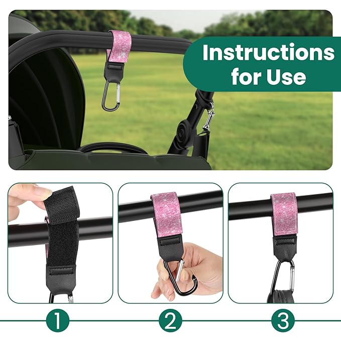 Stroller Straps, Mommy Hooks Diaper Bags, Universal Shopping cart, Wallet, Backpack - 2 Packs (Shining Brightly)
