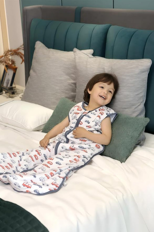Baby Sleep Sack 2-4 T 95% Rayon from Bamboo 5% Spandex Boys & Girls Wearable Blanket 1.0 TOG Toddler Sleeping Sack 2- Way Zipper X-Large Car Truck