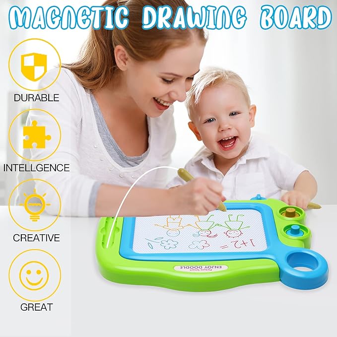 Toddler Toys for Girls Boys Age 3 4 5 Year Old, Magnetic Drawing Board with 1 Pen, Erasable Writing Doodle Board for Kids with 2 Stamps, A Etch Birthay Gift for 3 Year Old Travel Toys Sketch Boards