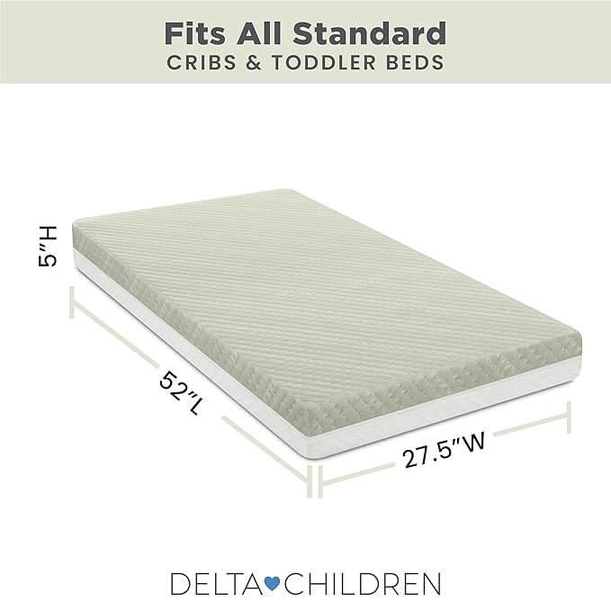 Delta Children Spring Breeze Mattress - Breathable Baby Crib & Toddler Mattress with Cloud Core - Machine Washable Cover - GREENGUARD Gold – Waterproof