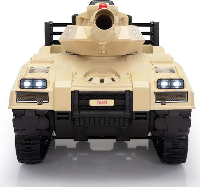 TOBBI 24V Electric Kids Ride on Tank Car with Remote Control for Toddlers, 360°Spin Off-Road Fighting Military Vehicle with Missiles, Battery Powered Toy for Boy&Girl to Drive Age 4-8