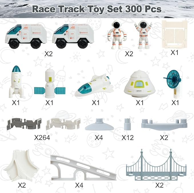 BEMITON Race Track Toy for Kids - Best Birthday Gift for 3 4 5 6 7 Year Old Boys, 290+ PCS DIY Flexible Track Playset, Creative Building Toys