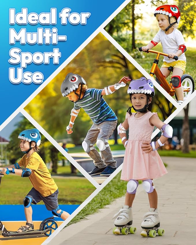 Bike Helmet for Kids 3-5-8 Toddler Bike Helmet Animal 3D Cartoon Boys Girls Safety Adjustable Kids Helmet and Pads Set for Cycling Scooter Skateboard