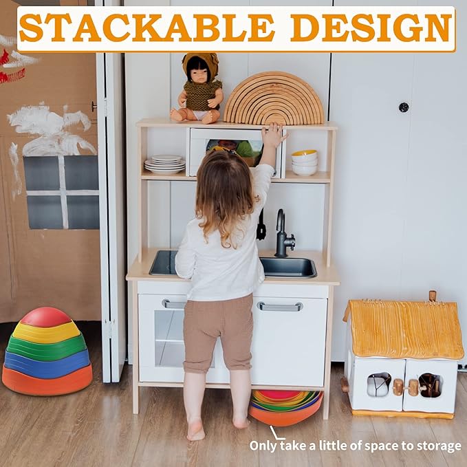 makarci Stepping Stones for Kids, 5pcs Non-Slip Plastic Balance Stones, Promoting Children's Coordination Skills Sensory Play Equipment, Toddler Toys for Age 3 4 5 6 7 8 Years