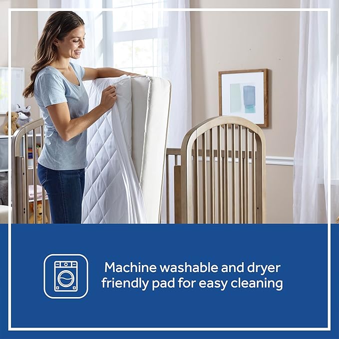 Sealy Baby Cool Comfort Cooling Breathable Waterproof Crib Mattress Protector Pad, Toddler Bed Cover, Infant and Newborn Durable Comfortable Topper, Machine Washable and Dryer Friendly, 52x28”- White