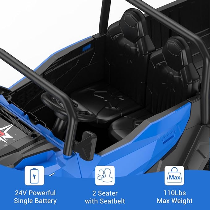 24V 2 Seater Ride on Dump Truck with Remote Control for Big Kids, 4WD 6 Wheels Ride on Car w/Music Player & LED Lights, Ride Toy Gift for Kid